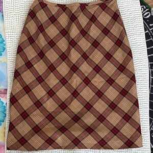 Plaid camel and Red Women's Skirt